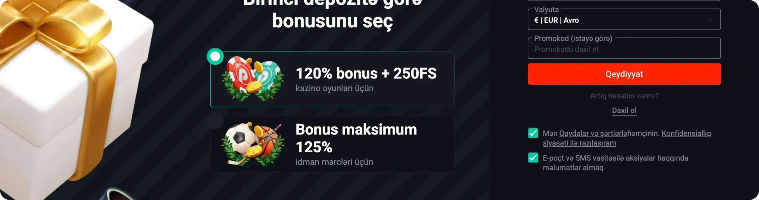 Qeydiyyat formasını doldurun