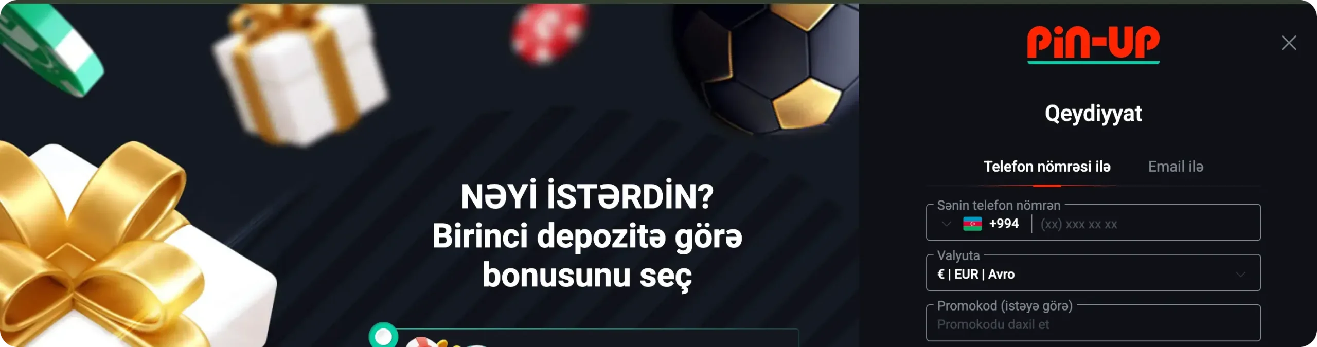 Qeydiyyat metodunu seçin